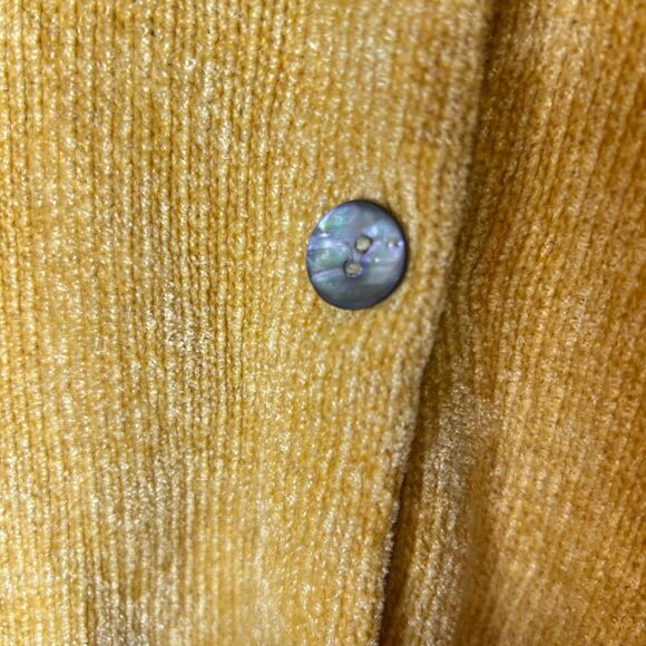 Vintage Susan Bristol Yellow Chenille Front Collared Cardigan Sweater Size M - Picture 9 of 13